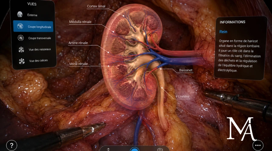 projection de limage 3D reconstruite sur la vue opératoire cancer du rein